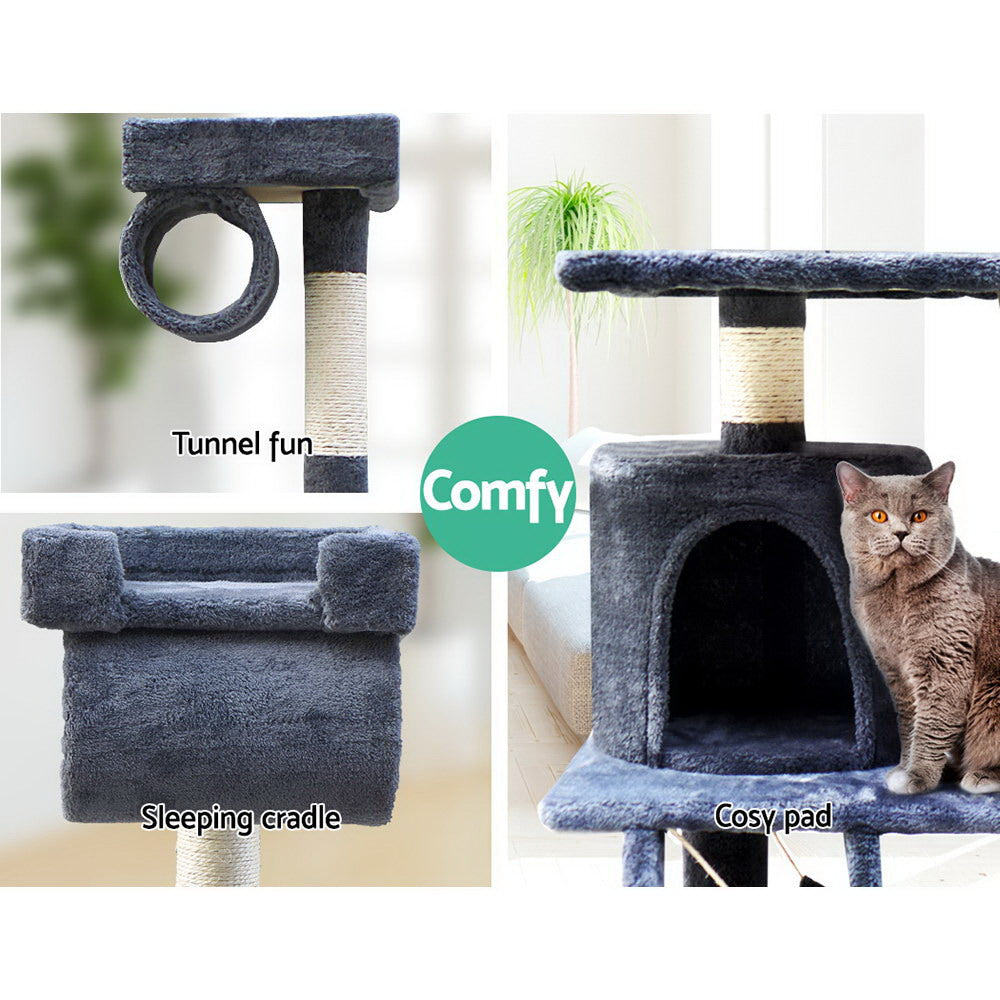 Marlook Cat Tree 141cm Tower Scratching Post Scratcher Condo Wood House Bed Grey