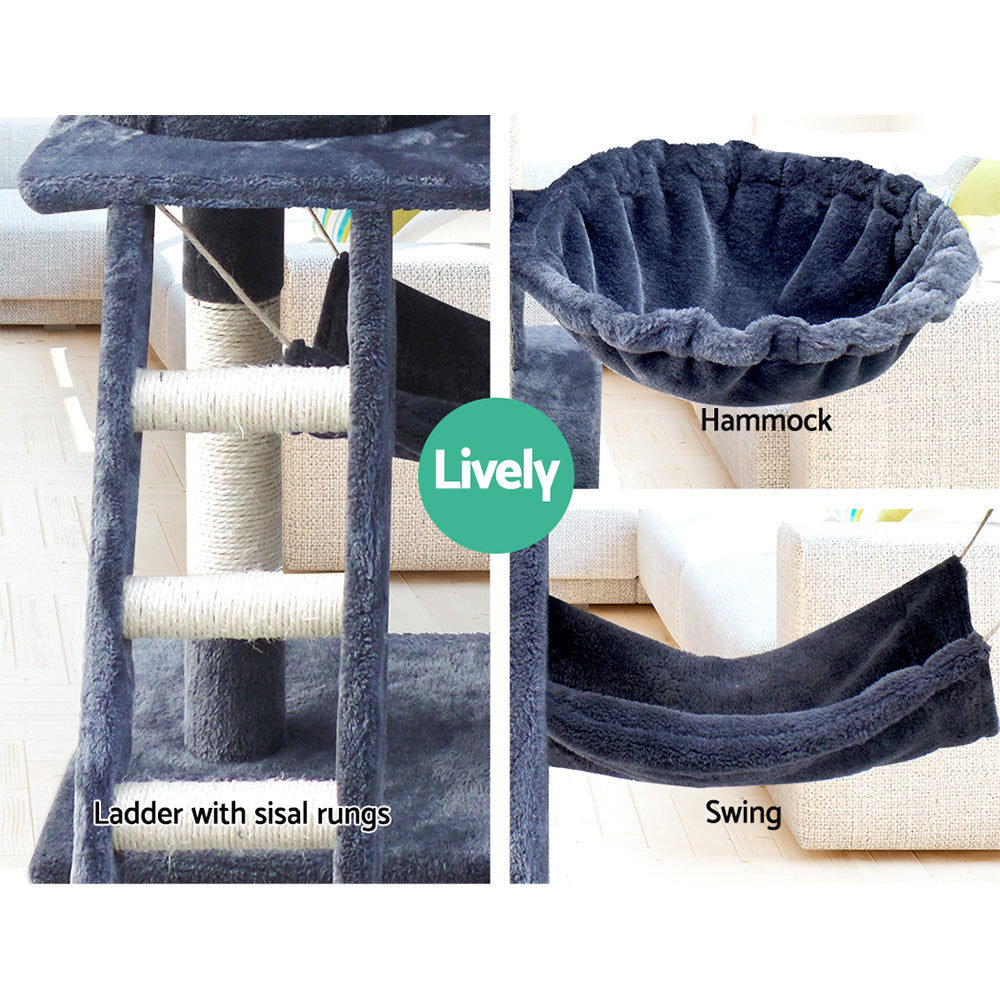 Marlook Cat Tree 141cm Tower Scratching Post Scratcher Condo Wood House Bed Grey