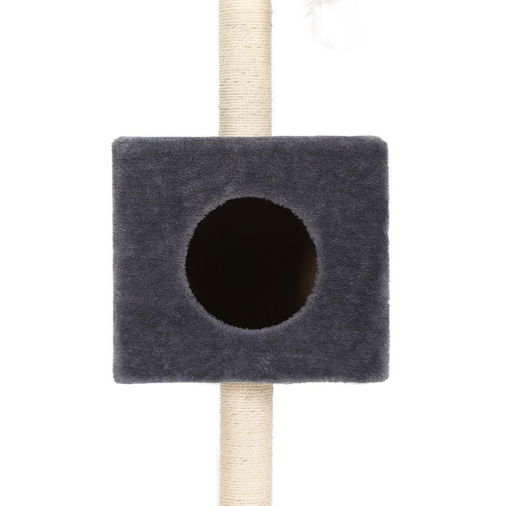 Marlook Cat Tree 260cm Tower Scratching Post Scratcher Floor to Ceiling Cats Bed Dark Grey