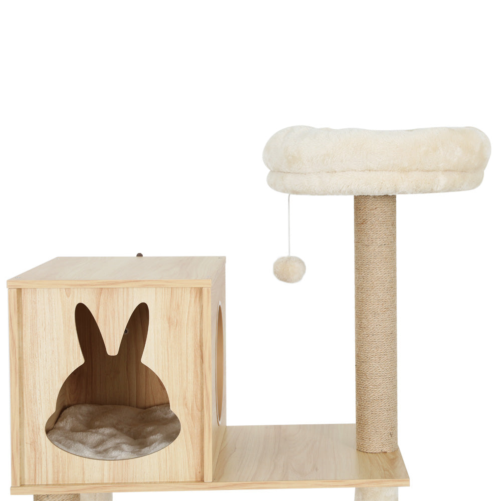 Marlook Cat Tree 141cm Tower Scratching Post Scratcher Wood Bed Condo Toys House Ladder