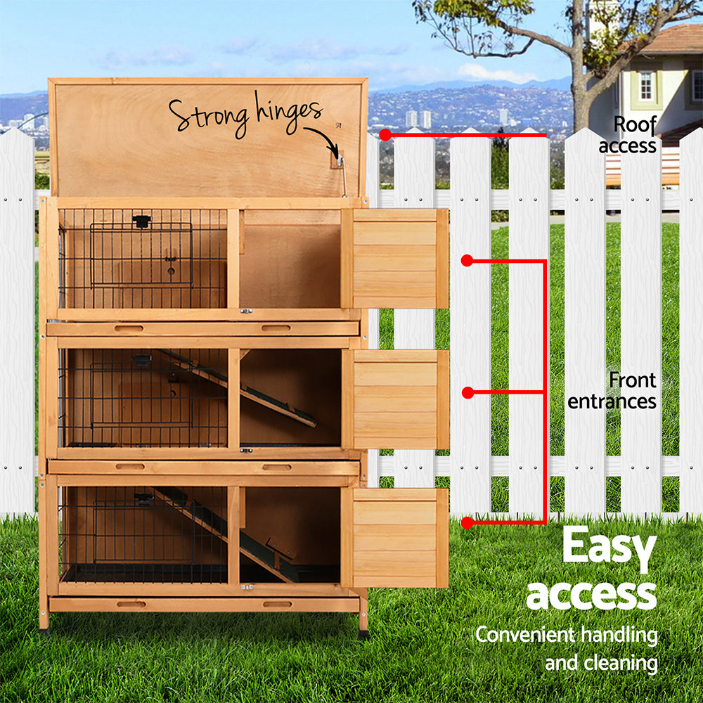 Marlook Rabbit Hutch 91.5cm x 46cm x 116.5cm Chicken Coop Large House Cage Run Wooden Bunny Outdoor