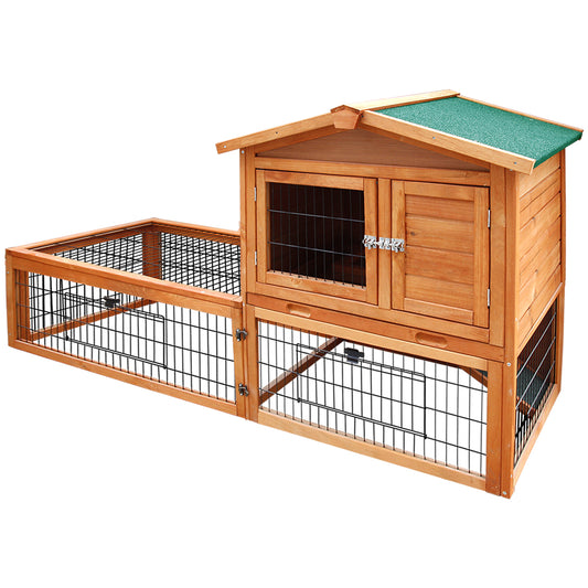 Marlook Chicken Coop 155cm x 49cm x 90cm Rabbit Hutch Large Run Wooden Cage House Outdoor