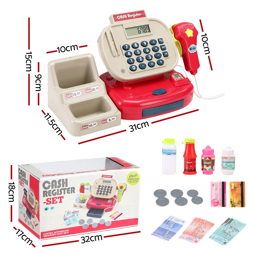 Marlook Kids Cash Register Calculator Pretend Play Shops Money Checkout Toys Set