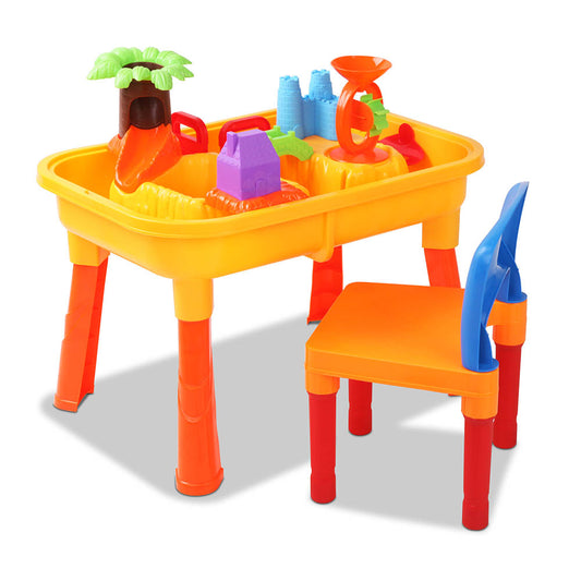 Marlook Kids Sandpit Pretend Play Set Sand Water Table Chair Outdoor Beach Toy