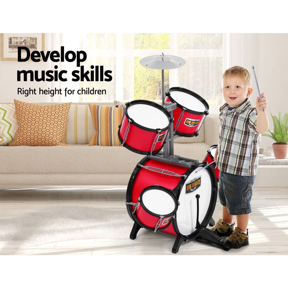 Marlook Kids 7 Drum Set Junior Drums Kit Musical Play Toys Childrens Mini Big Band