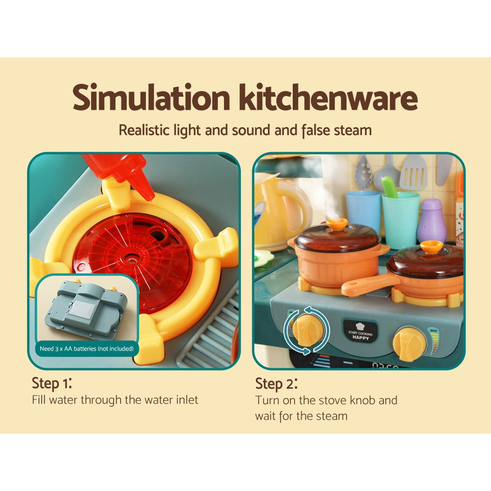 Marlook Kids Kitchen Pretend Play Set Cooking Sound Steam Light Function