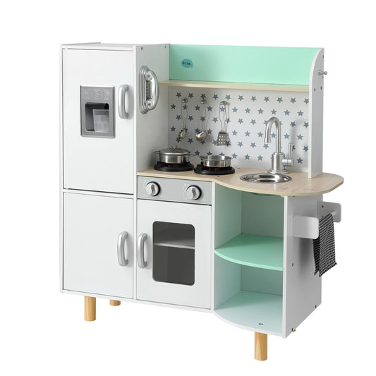 Marlook Kids Wooden Pretend Kitchen Play Sets Cooking Toys Oven Fridge 85CM Green