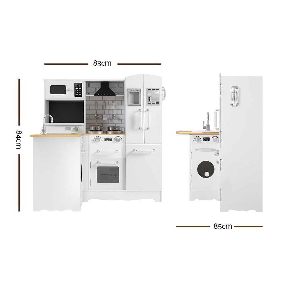 Marlook Kids Kitchen Play Set Wooden Pretend Toys Cooking Children Fridge White