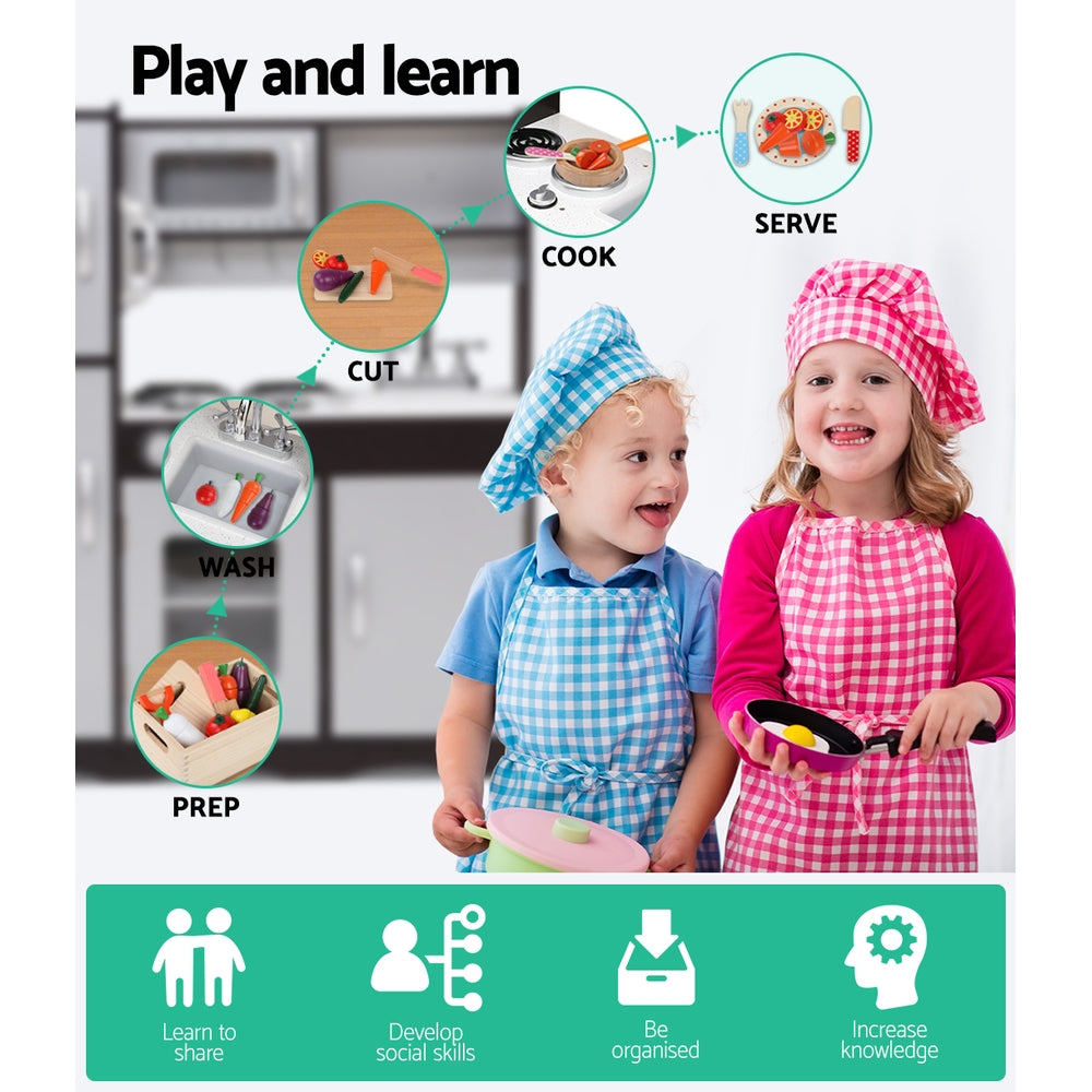 Marlook Kids Kitchen Play Set Wooden Pretend Toys Cooking Children Stove Fridge