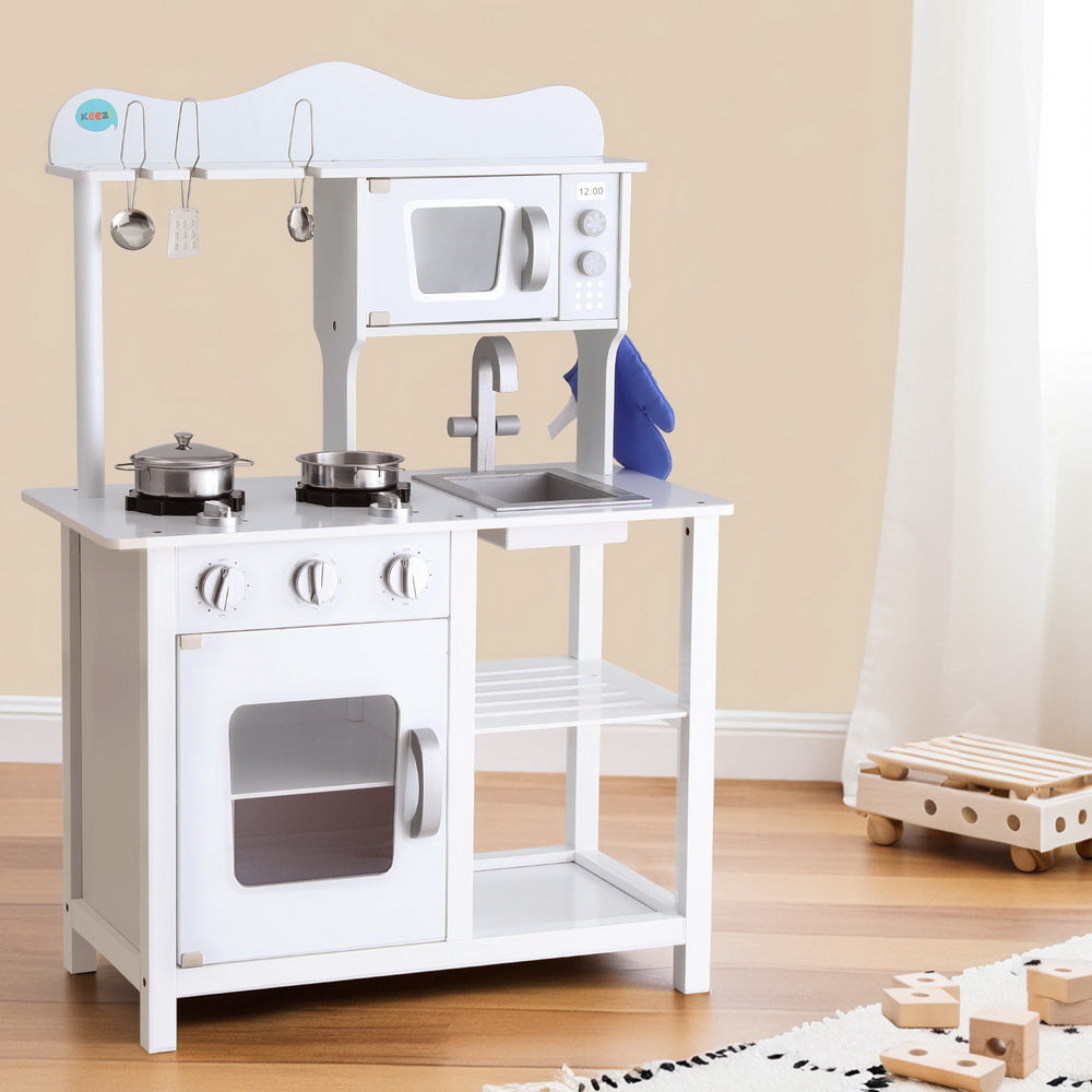 Marlook Kids Kitchen Play Set Wooden Pretend Toys Cooking Children Cookware Food
