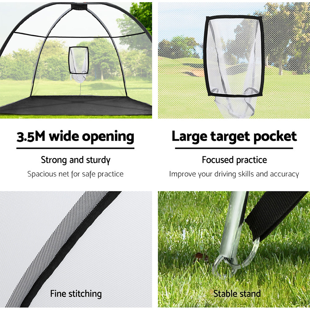Marlook 3.5m Golf Practice Net Portable Training Aid Driving Target Tent Black