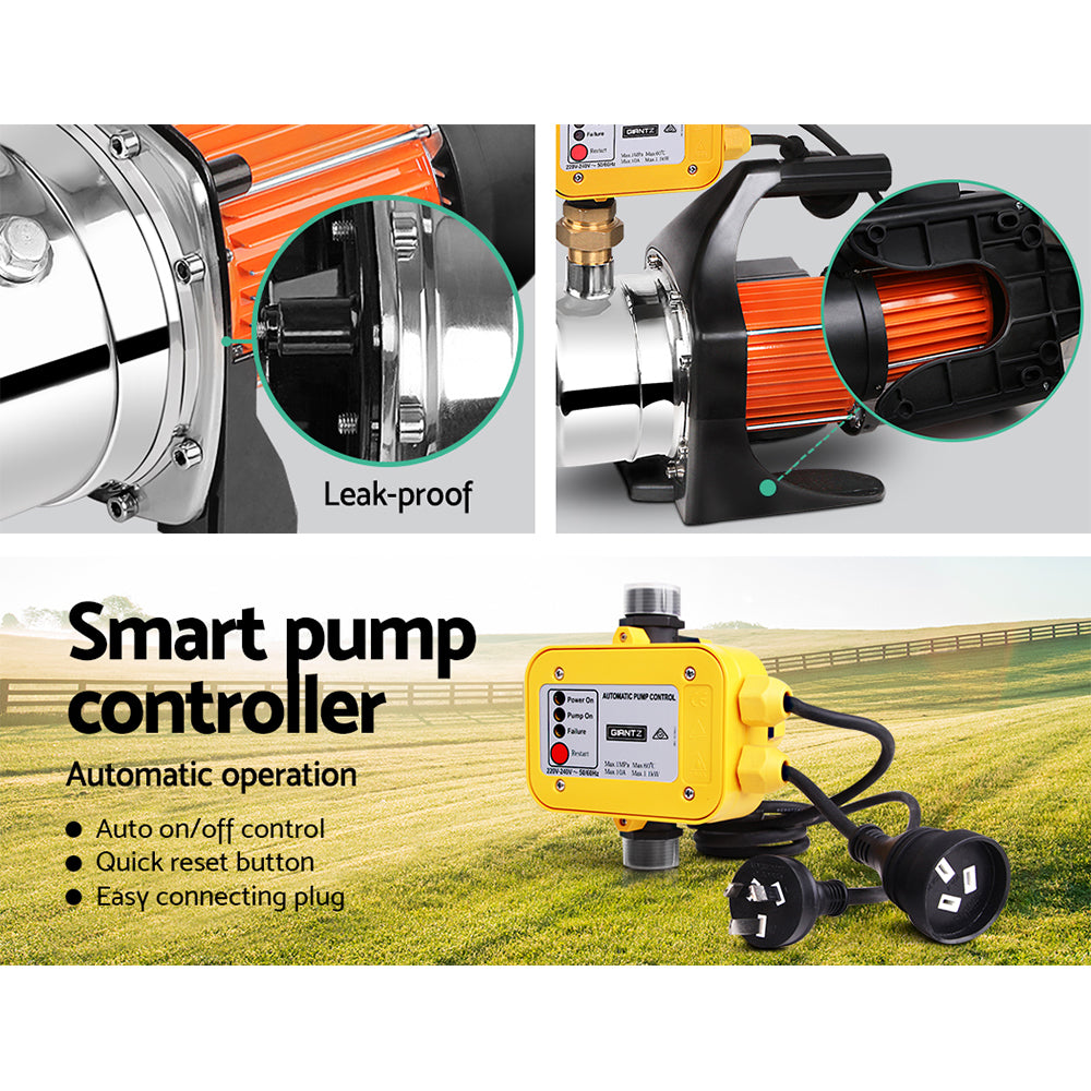 Marlook Garden Water Pump High Pressure 1500W Tank Rain Farm Irrigation House Yellow
