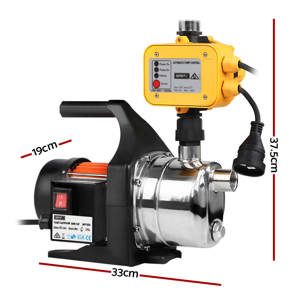 Marlook Garden Water Jet Pump High Pressure 800W Tank Rain Farm Irrigation Yellow