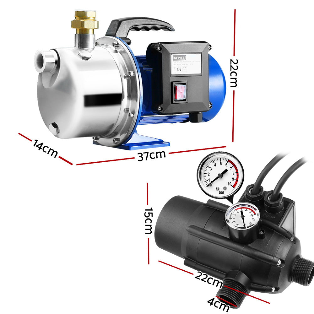 Marlook Garden Water Jet Pump High Pressure 1100W Tank Rain Farm Irrigation Black
