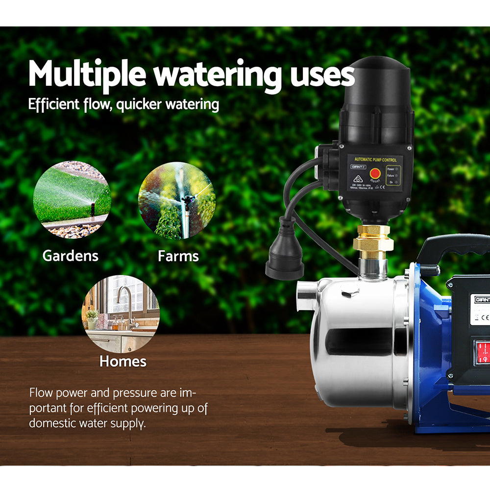 Marlook Garden Water Jet Pump High Pressure 1100W Tank Rain Farm Irrigation Black