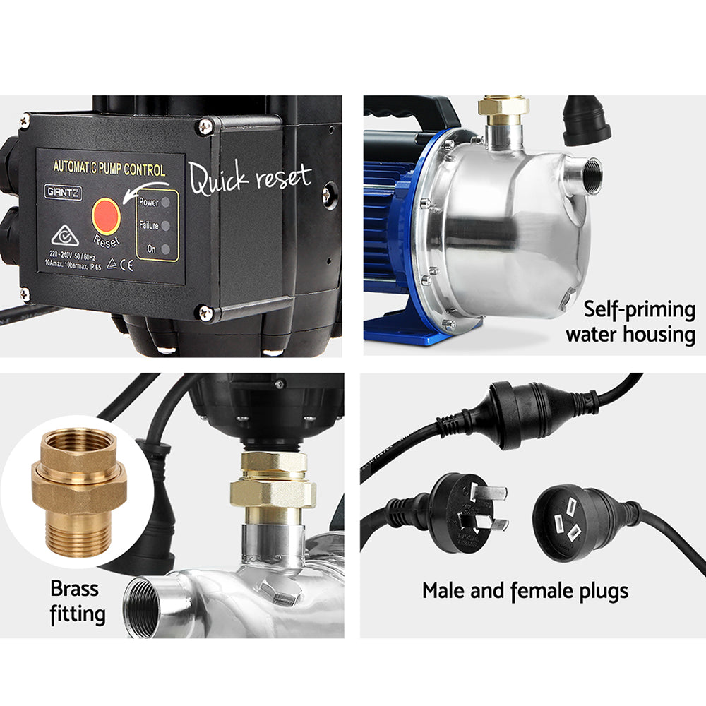 Marlook Garden Water Jet Pump High Pressure 1100W Tank Rain Farm Irrigation Black