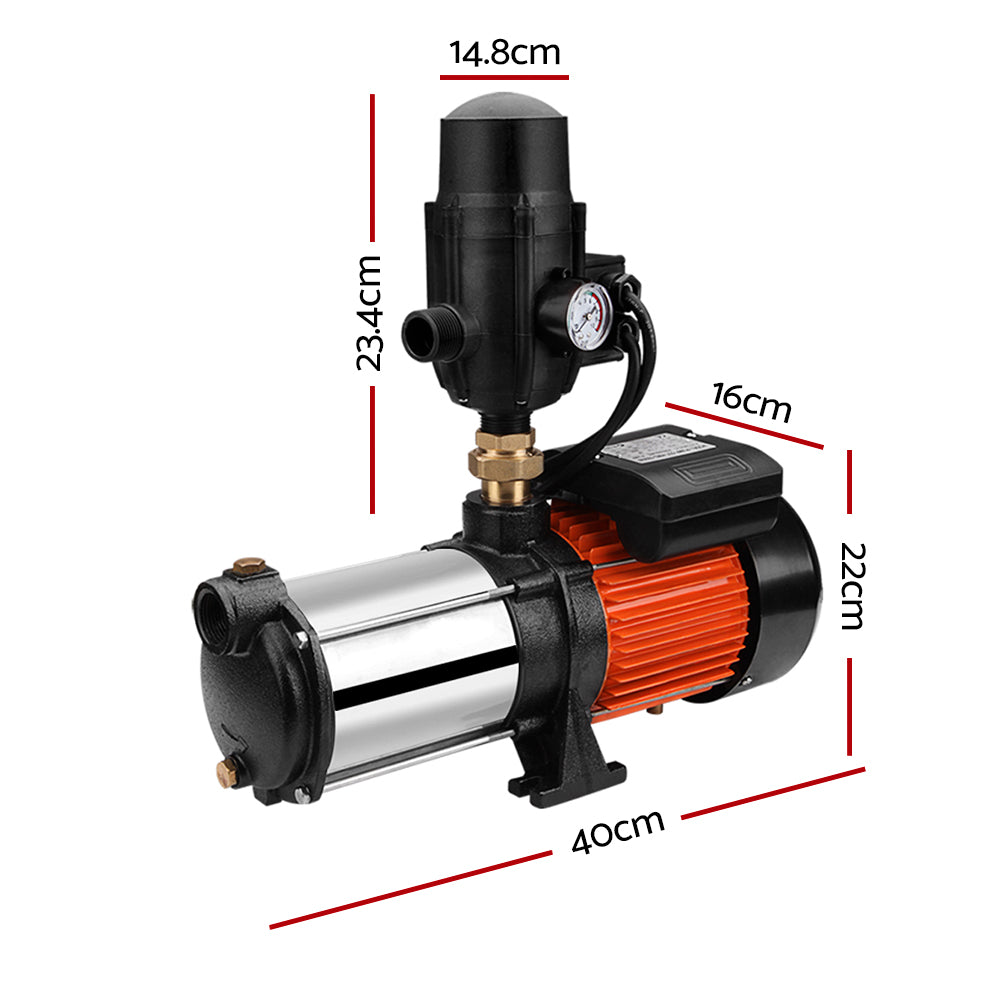 Marlook Garden Water Pump High Pressure 1800W Multi Stage Tank Rain Irrigation Black