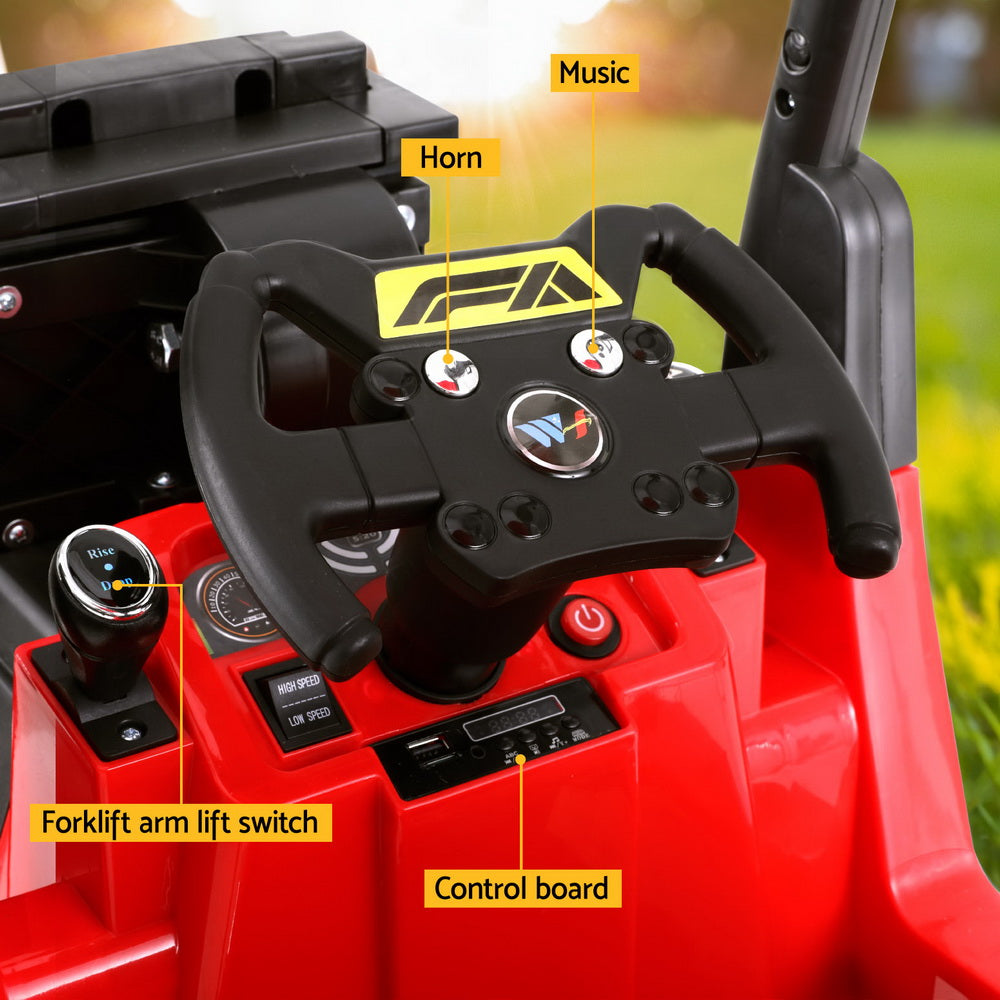 Marlook Kids Electric Ride On Car Forklift Loader Toys Cars Horn Remote 12V Red