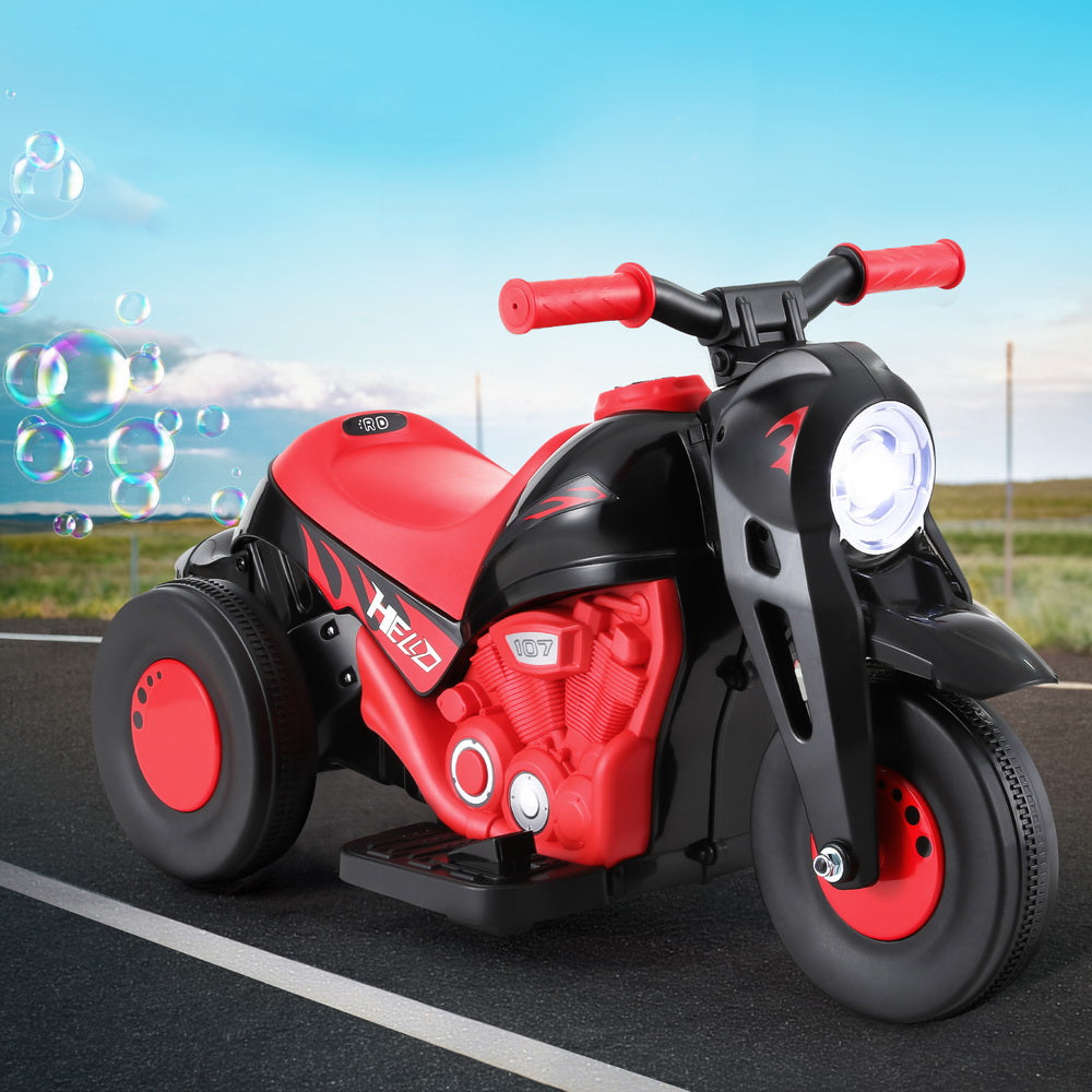 Marlook Kids Ride On Car Motorcycle Motorbike with Bubble Maker Electric Toy 6V Red