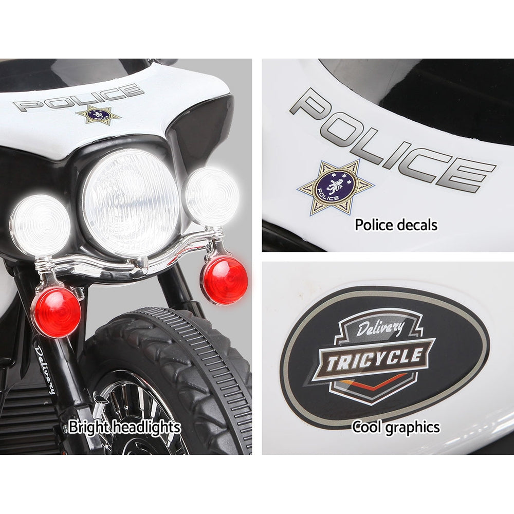 Marlook Kids Electric Ride On Patrol Police Car Harley-Inspired 6V Black