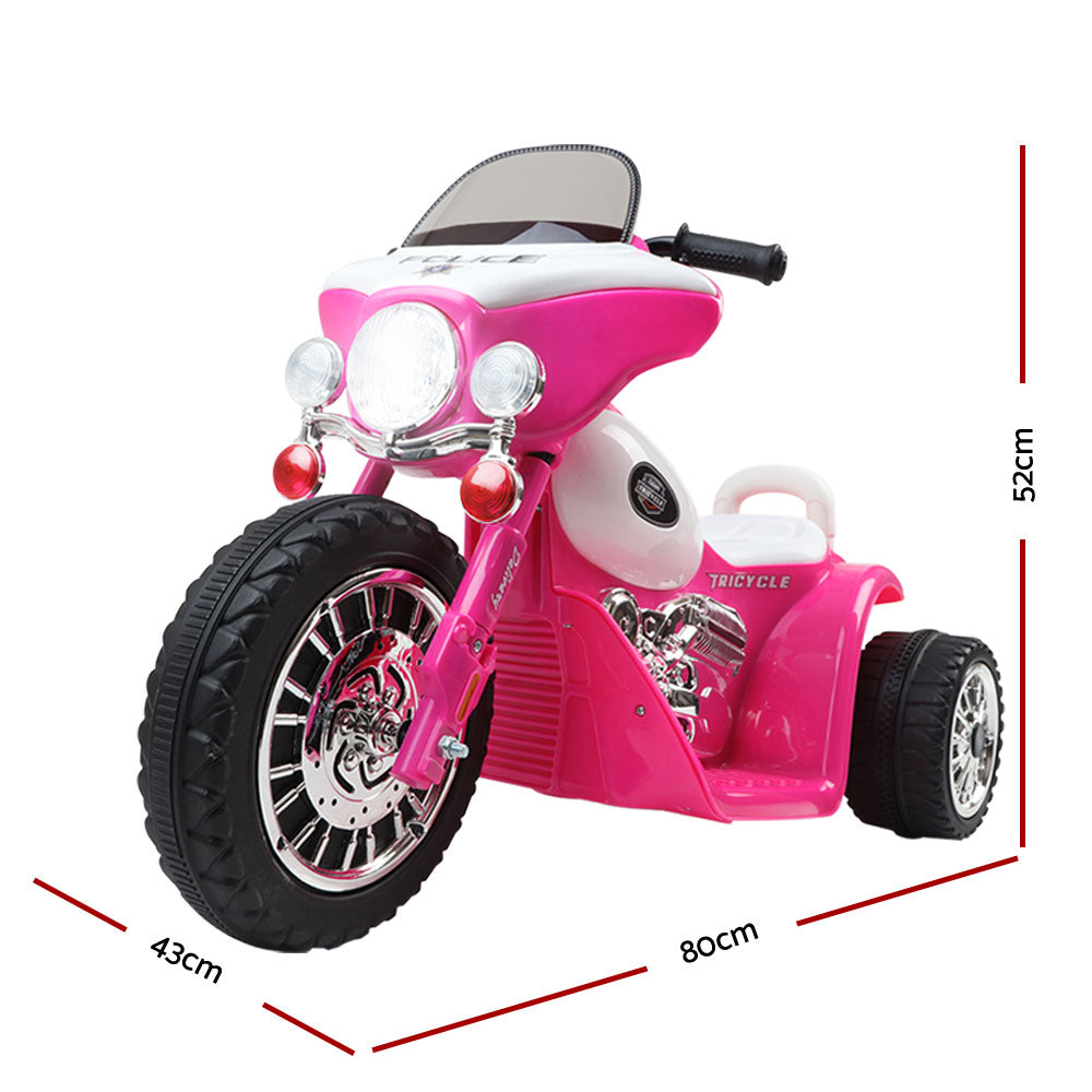 Marlook Kids Electric Ride On Patrol Police Car Harley-Inspired 6V Pink