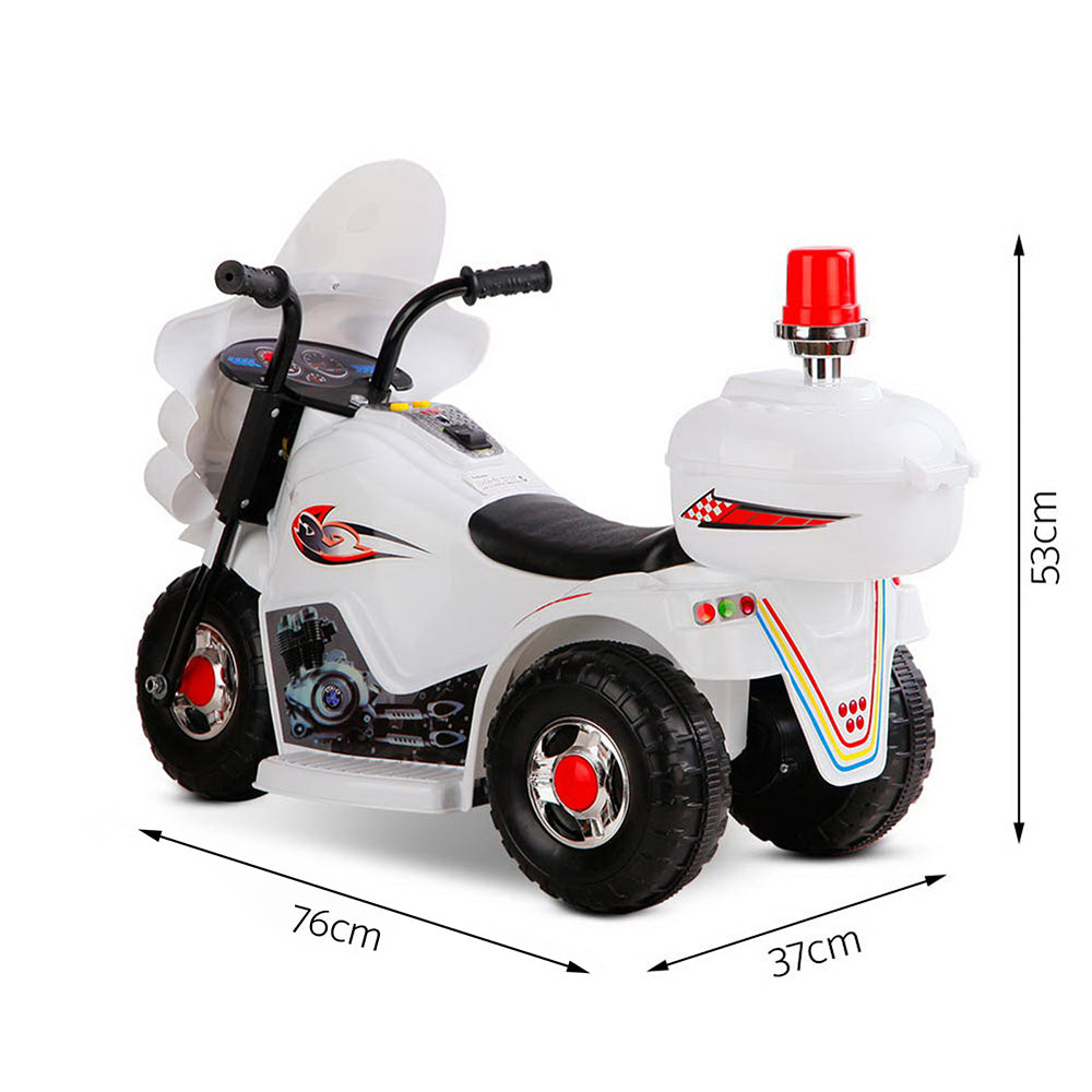 Marlook Kids Electric Ride On Police Motorcycle Motorbike 6V Battery White
