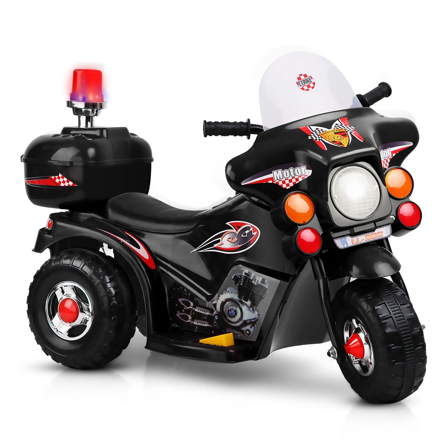 Marlook Kids Electric Ride On Police Motorcycle Motorbike 6V Battery Black