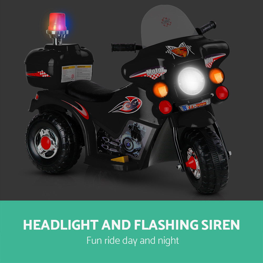 Marlook Kids Electric Ride On Police Motorcycle Motorbike 6V Battery Black