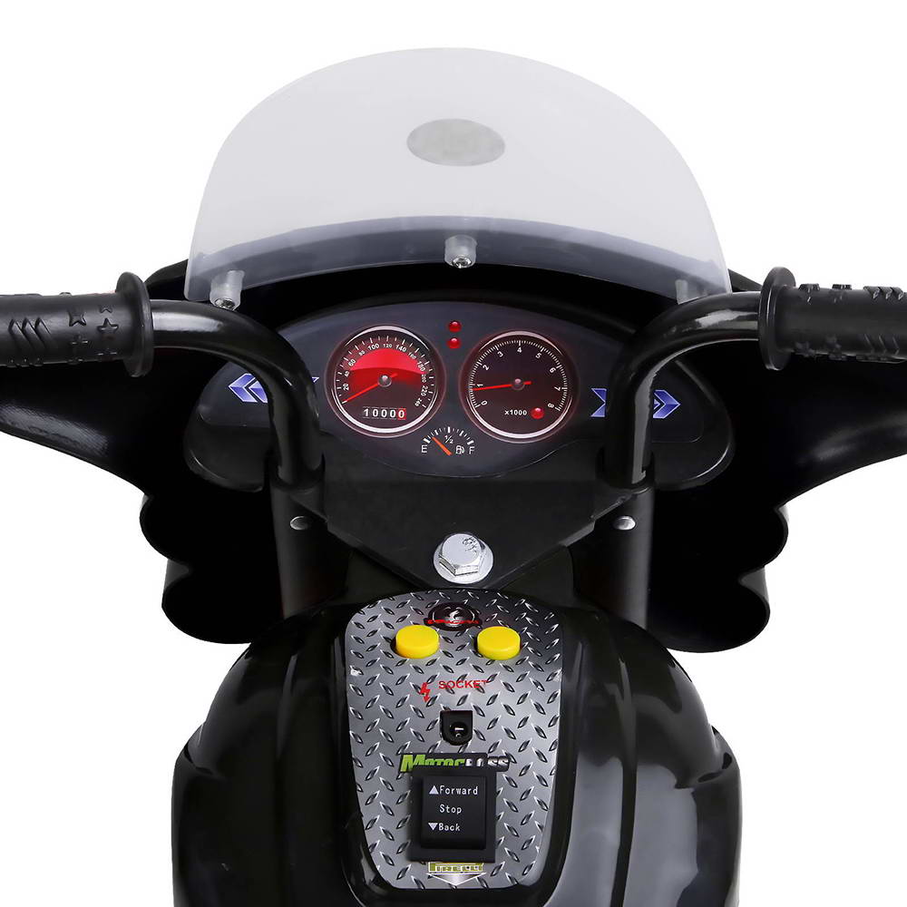Marlook Kids Electric Ride On Police Motorcycle Motorbike 6V Battery Black