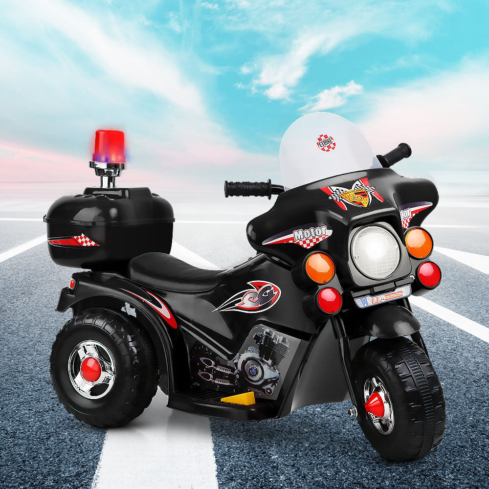 Marlook Kids Electric Ride On Police Motorcycle Motorbike 6V Battery Black