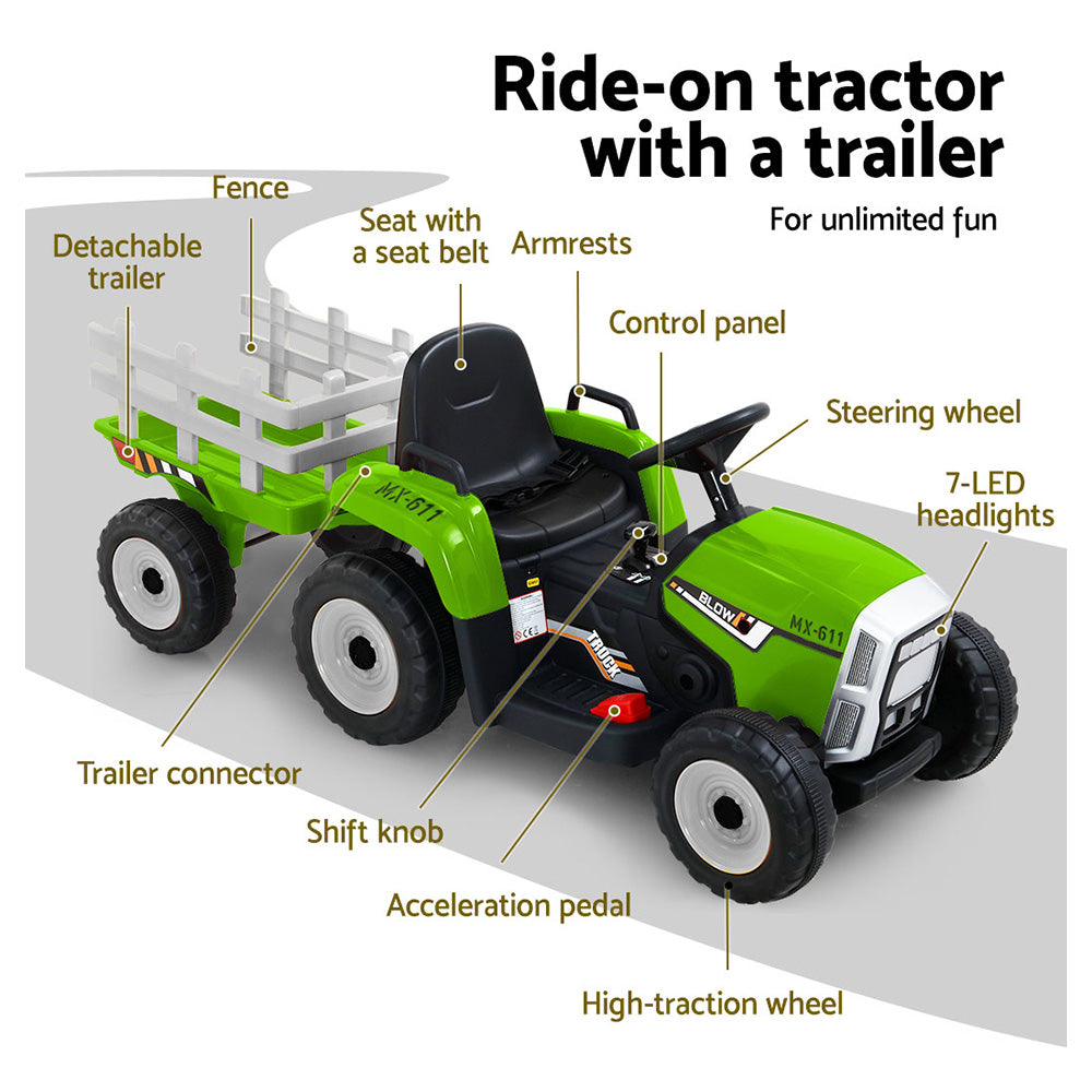 Marlook Kids Electric Ride On Car Tractor Toy Cars 12V Green