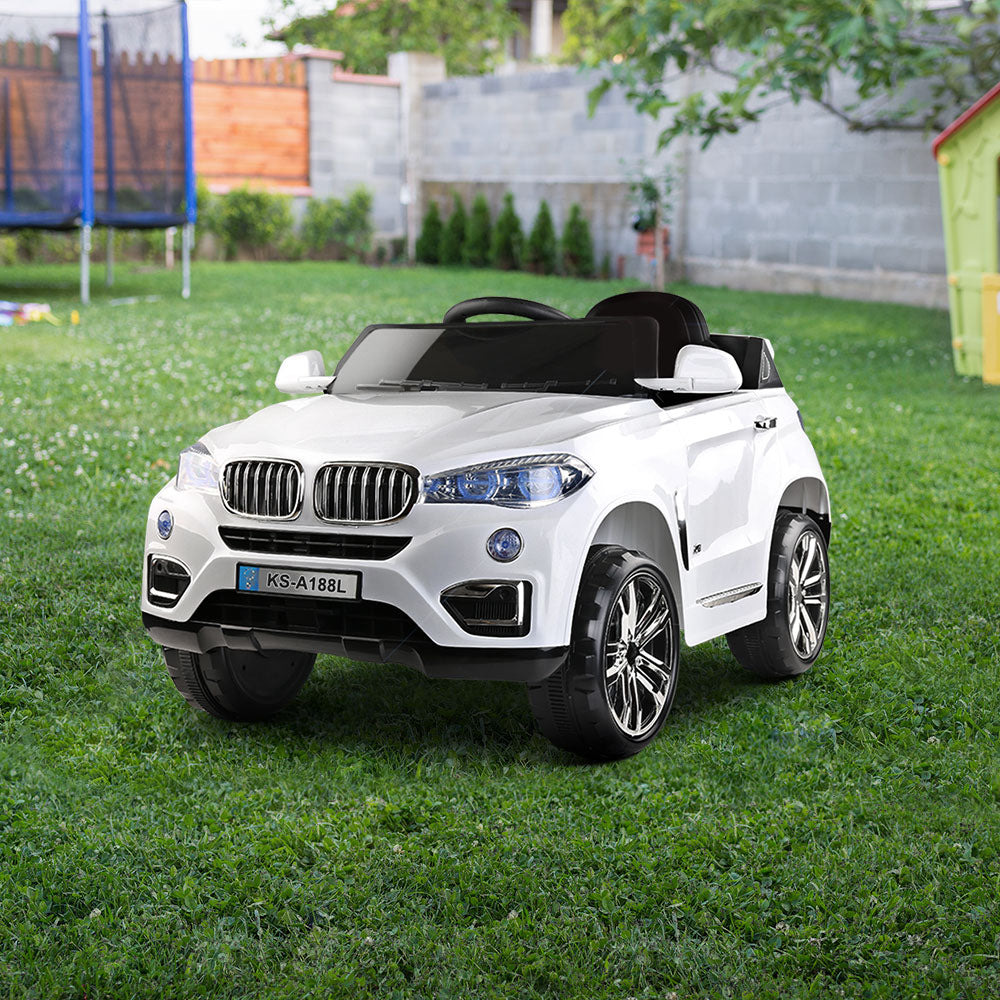 Marlook Kids Electric Ride On Car SUV BMW-Inspired X5 Toy Cars Remote 6V White