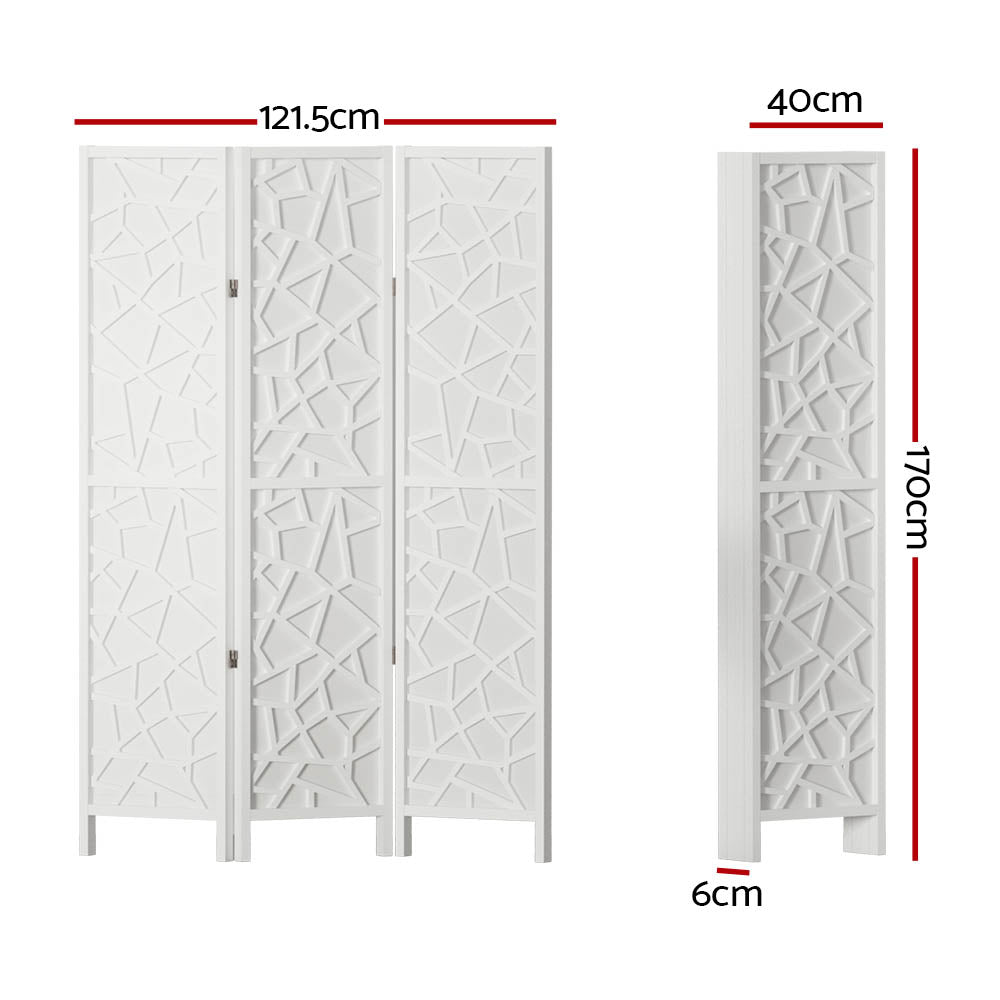 Marlook 3 Panel Room Divider Screen 122x170cm Clover White