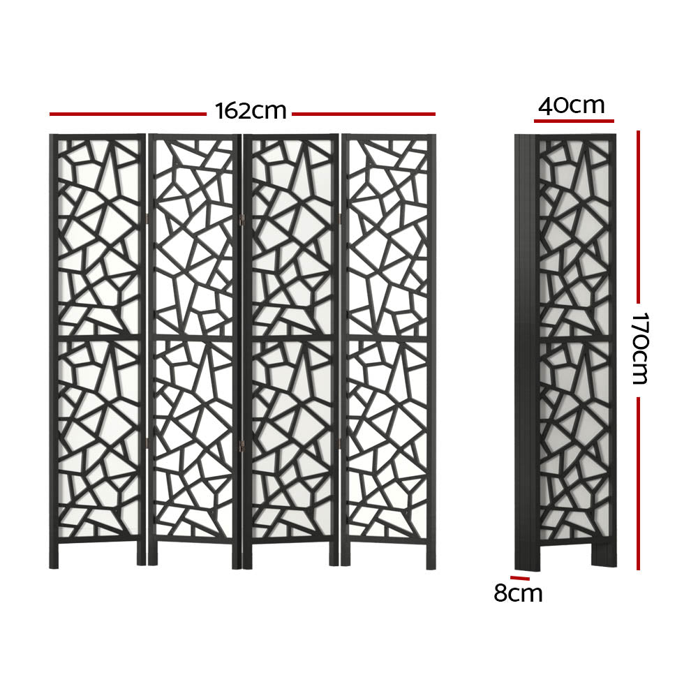 Marlook 4 Panel Room Divider Screen 162x170cm Clover Black