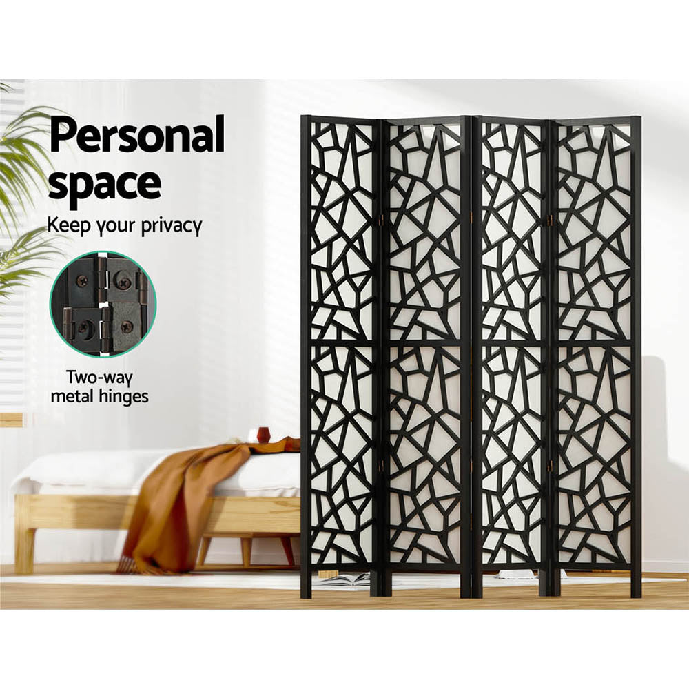 Marlook 4 Panel Room Divider Screen 162x170cm Clover Black