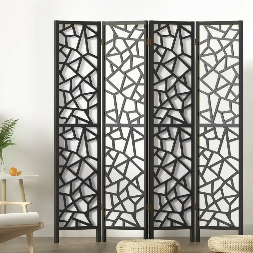 Marlook 4 Panel Room Divider Screen 162x170cm Clover Black