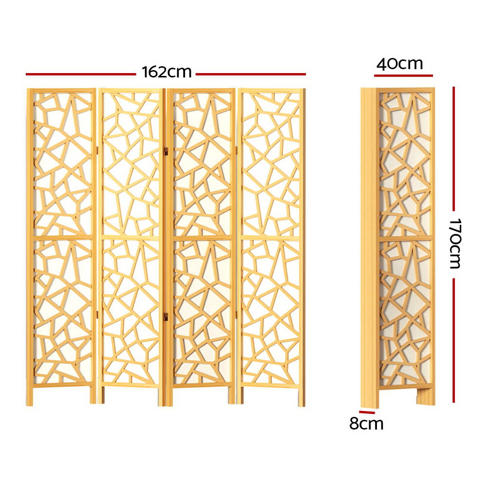 Marlook 4 Panel Room Divider Screen 162x170cm Clover Natural