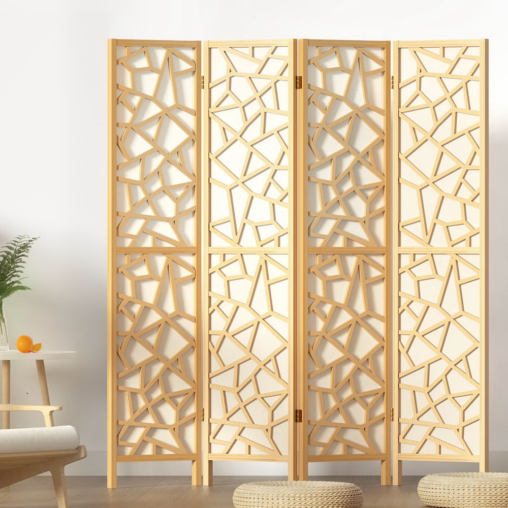 Marlook 4 Panel Room Divider Screen 162x170cm Clover Natural