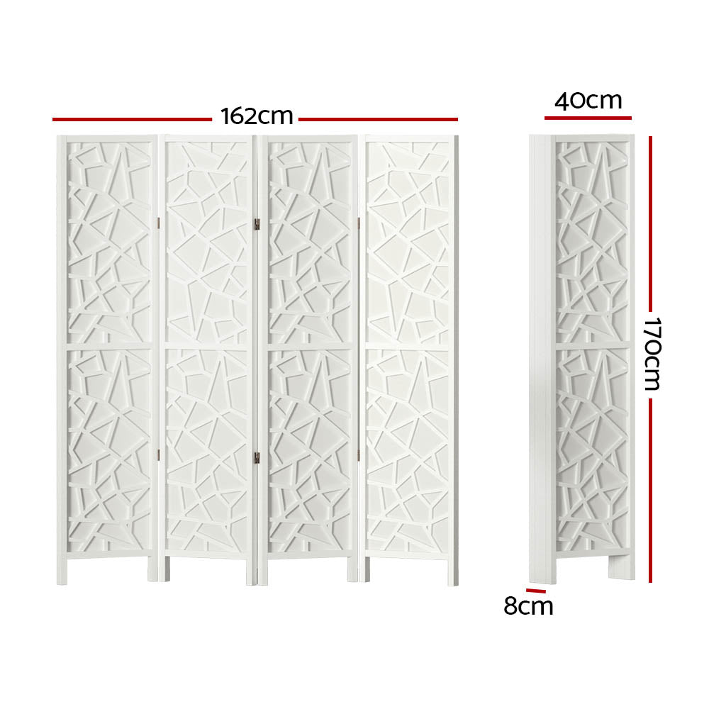 Marlook 4 Panel Room Divider Screen 162x170cm Clover White