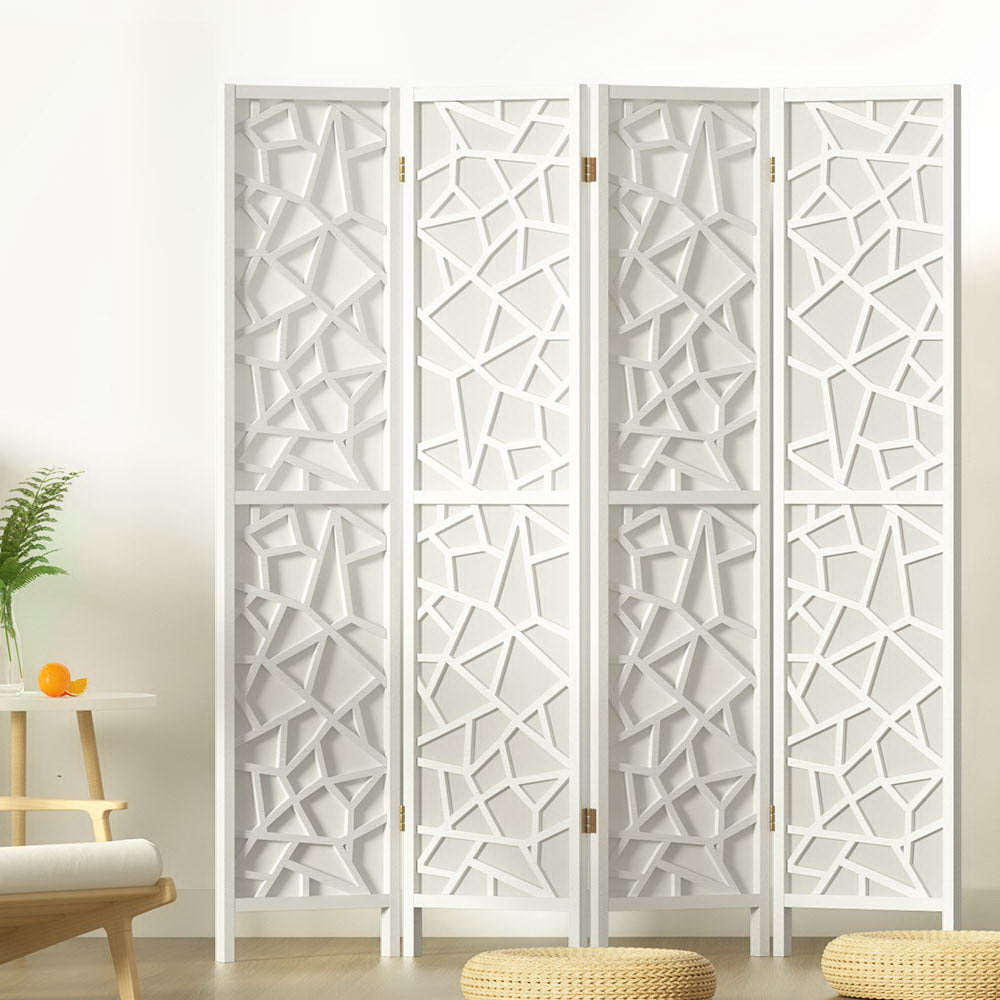 Marlook 4 Panel Room Divider Screen 162x170cm Clover White