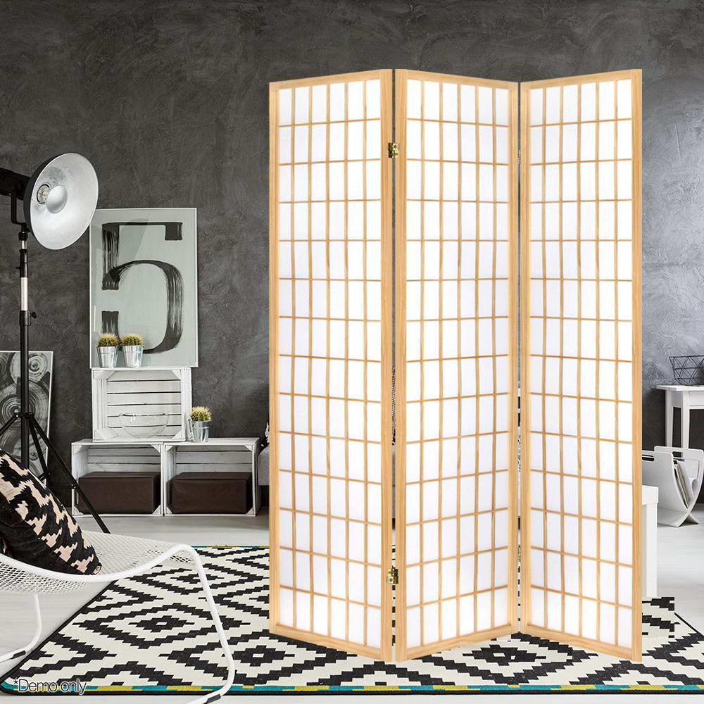 Marlook 3 Panel Room Divider Screen 131x179cm Natural
