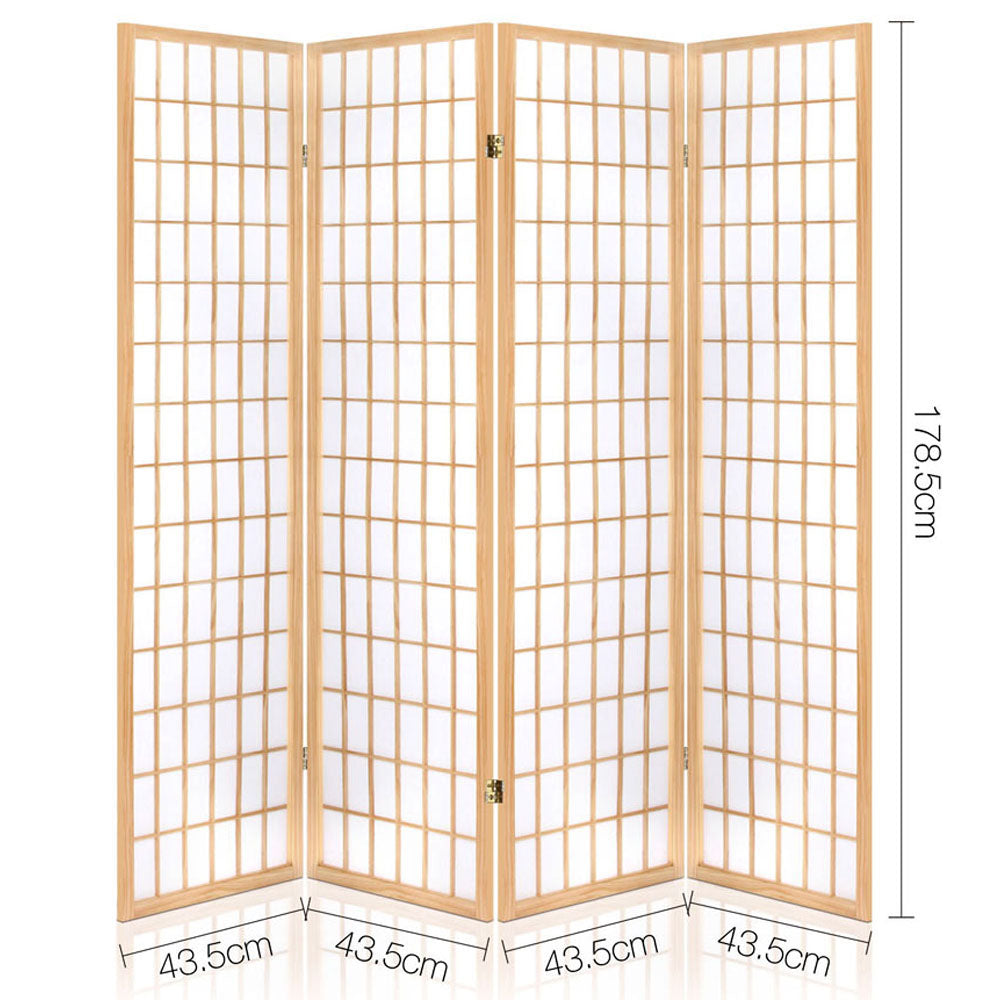 Marlook 4 Panel Room Divider Screen 174x179cm Natural