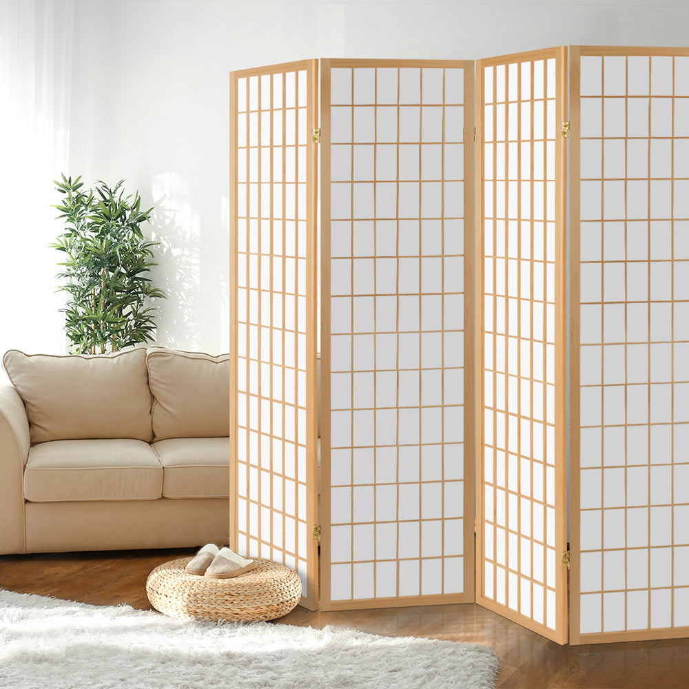 Marlook 4 Panel Room Divider Screen 174x179cm Natural