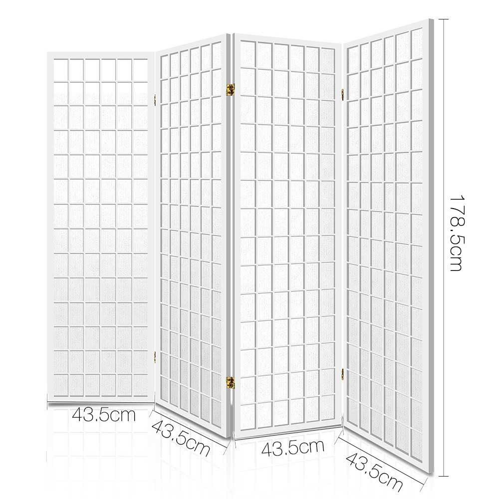 Marlook 4 Panel Room Divider Screen 174x179cm White