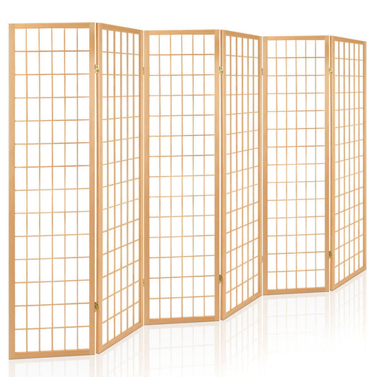 Marlook 6 Panel Room Divider Screen 261x179cm Natural