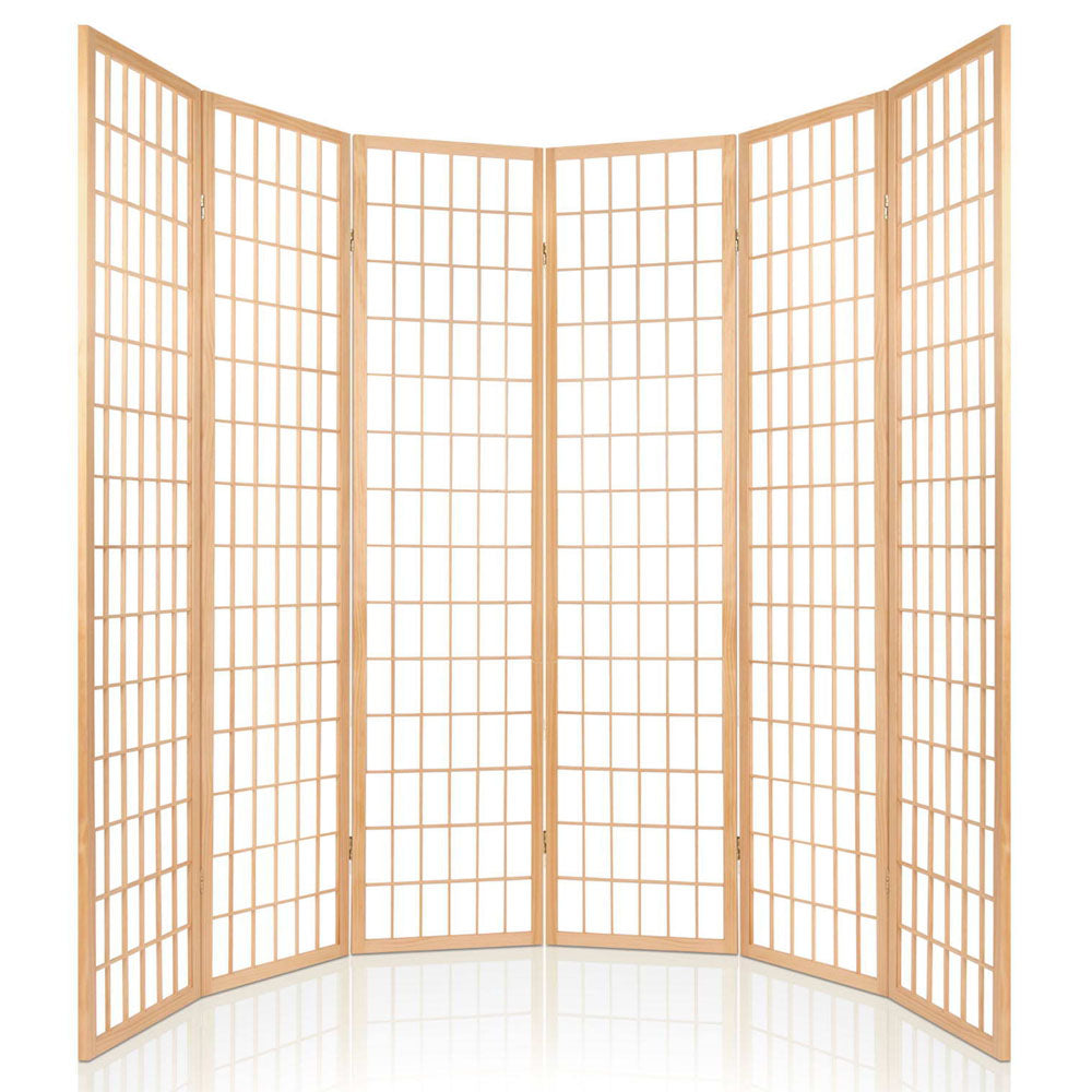 Marlook 6 Panel Room Divider Screen 261x179cm Natural