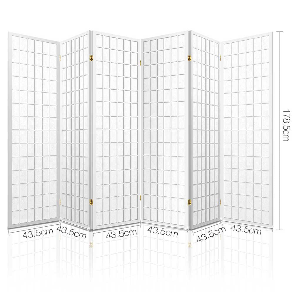 Marlook 6 Panel Room Divider Screen 261x179cm White