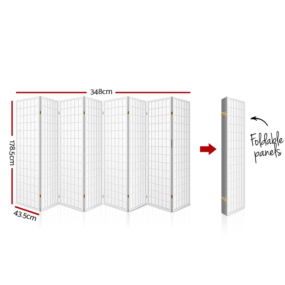 Marlook 8 Panel Room Divider Screen 348x179cm White