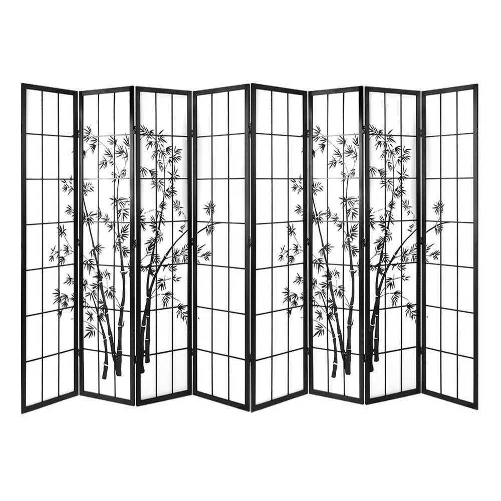 Marlook 8 Panel Room Divider Screen 348x179cm Bamboo Black White