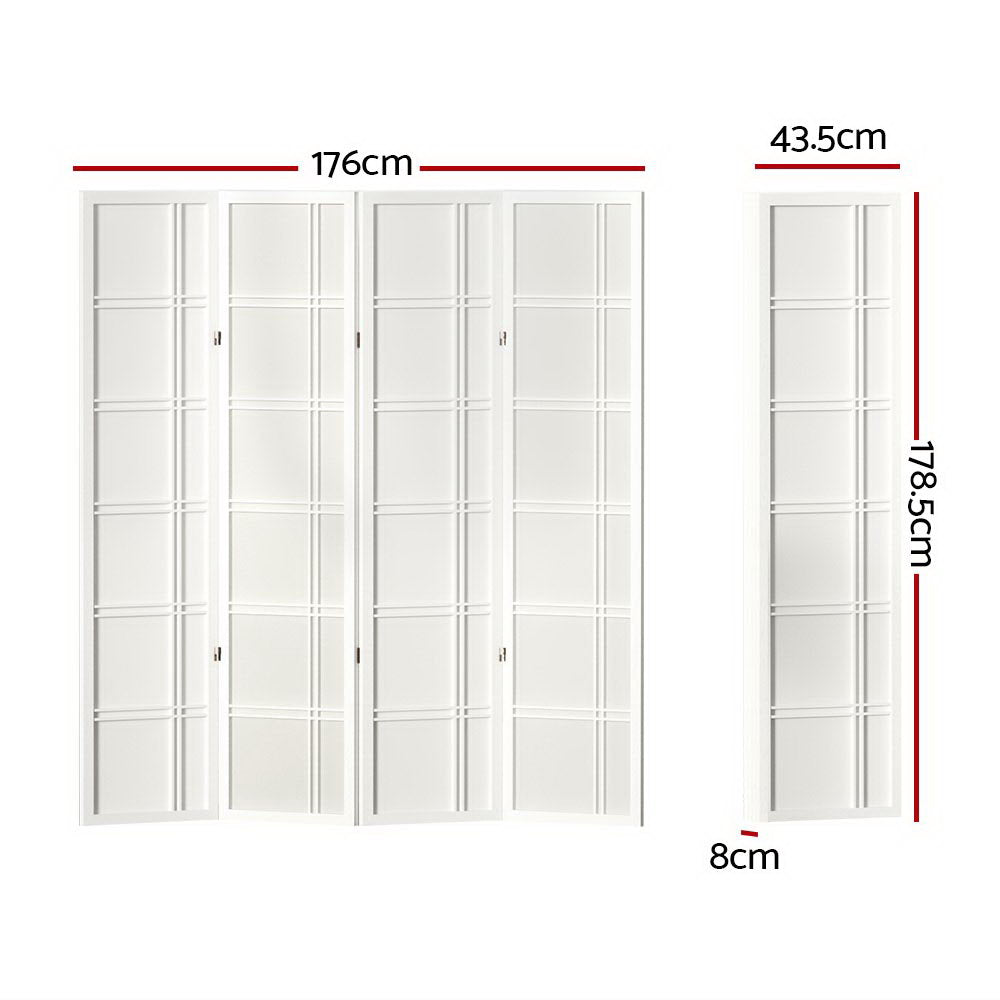 Marlook 4 Panel Room Divider Screen 176x179cm Nova White